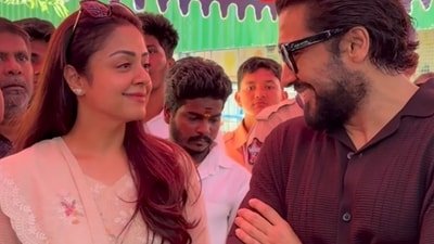 Jyotika and Suriya voted at a polling booth in Chennai on Thursday. (Pic credit: Wikki Talks)