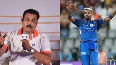 Ravi Shastri had a priceless reaction after Hardik Pandya hit a four. (PTI) Ravi Shastri had a priceless reaction after Hardik Pandya hit a four. (PTI)