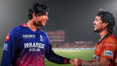 Vaibhav Sooryavanshi and Ishan Kishan chatted for a while after the end of the RR-SRH match. (IPL - X)