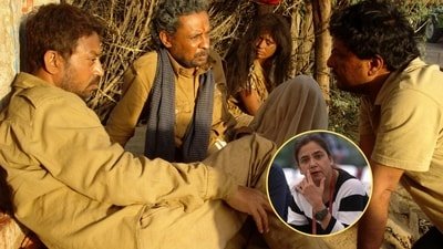 Actor Irrfan with director Tigmanshu Dhulia during the shoot of film Paan Singh Tomar and (inset) documentary director Ranjeeta Kaur (Photo: Instagram/AngadFilms )