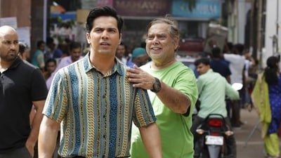 Varun Dhawan with his father, filmmaker David Dhawan.