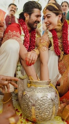 Vijay Deverakonda and Rashmika Mandanna were adorned with dishti chukka for their wedding.