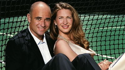 Andre Agassi gets flirty with Steffi Graf during her rare appearance that melts fans before his Pickleball Slam 4 win