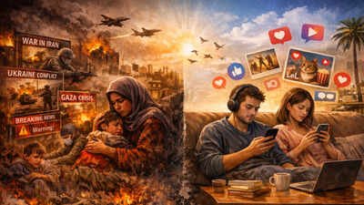 <p>Representative AI image</p> Calm in the chaos: Why are we going numb as the world burns?