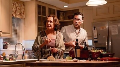 Laurie Metcalf and Dan Levy in a still from Big Mistakes