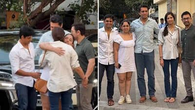 Aamir Khan’s daughter Ira Khan, Nupur Shikhare greet Gauri Spratt with warm hugs; Junaid Khan joins for a family picture