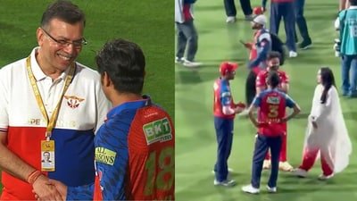 Sanjiv Goenka shakes hands with Priyansh Arya, while Rishabh Pant chats with Preity Zinta. (Screengrab/X)