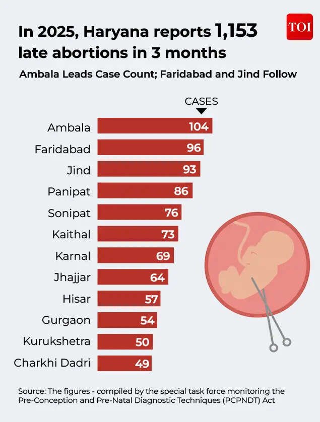 In 2025, Haryana reports 1,153 late abortions in 3 months