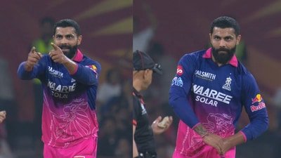Ravindra Jadeja celebrates Nicholas Pooran's wicket in Wednesday's match. (Screengrab)