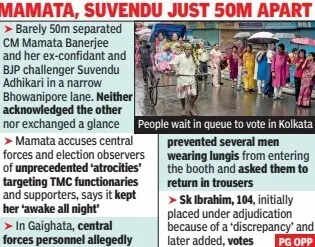 Mamata, Suvendu just 50m apart