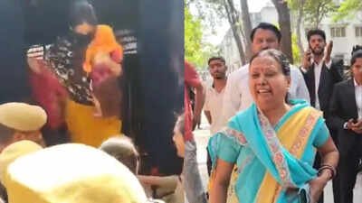 ‘Wo Rs 50,000 deta tha, fir bhi maar diya’: Mother confronts Meerut blue drum murder accused Muskan outside court