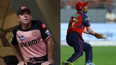 Ricky Ponting was visibly frustrated by the fielding lapses of Shashank Singh against LSG. (REUTERS/AFP)