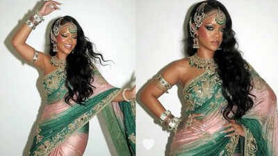 Rihanna stuns in a saree; singer's glamorous Desi look goes viral after Mumbai visit - WATCH