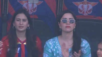 Arjun Tendulkar's sister Sara Tendulkar, wife Saaniya Chandhok in stands for LSG vs GT clash