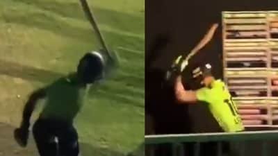 Shaheen Afridi venting his frustration. (X images)