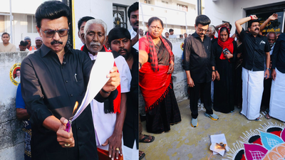 Tamil Nadu CM M K Stalin raises black flag, burns delimitation bill copy