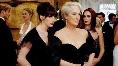 Meryl Streep, Anne Hathaway and Emily Blunt in a still from The Devil Wears Prada.