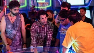 (from left) Abhishek Banerjee, Rajkummar Rao and director Vivek Daschaudhary during the shoot of Toaster.