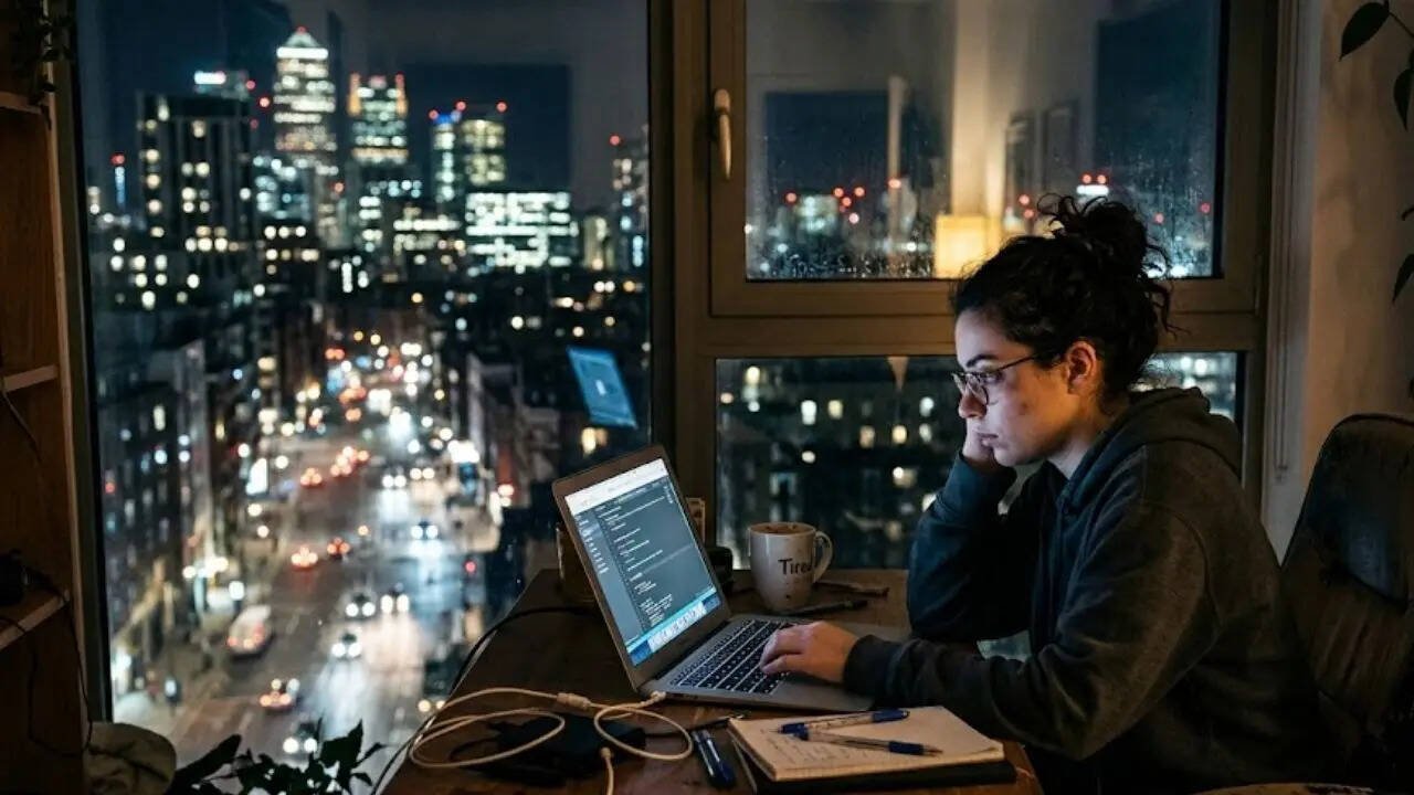 Work and screens blur the line between night and rest (AI image used for representational purpose only)