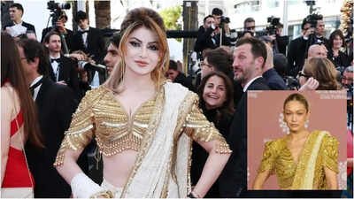 Urvashi Rautela's Cannes 2026 look sparks copying row: 'First Indian woman to wear a first copy of Gigi Hadid's saree'