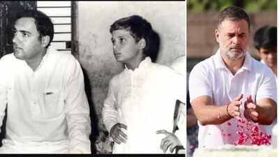 Rahul Gandhi's childhood photo with his father Rajiv Gandhi 'Papa, I will fully shoulder...': Rahul Gandhi remembers father Rajiv Gandhi with emotional note, childhood photo