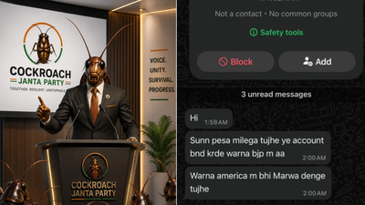 CJP founder Abhijeet Dipke shares schreenshot 'Marwa denge tujhe': Cockroach Janta Party founder Abhijeet Dipke receives death threats on Whatsapp