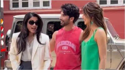 Shahid Kapoor hilariously mimics Rashmika Mandanna's viral step-back moment at ‘Cocktail 2’ event, she responds with a smile - VIDEO