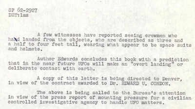 ‘Four feet tall, wearing space suits and helmets’: Newly released FBI UFO files reveal bizarre claims