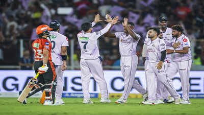 Gujarat Titans' Kagiso Rabada and teammates (ANI Photo) IPL 2026 Playoff Qualification Scenarios: With 14 matches to go, GT surge to 99.6% as SRH slip to 76.8% - odds for each team explained