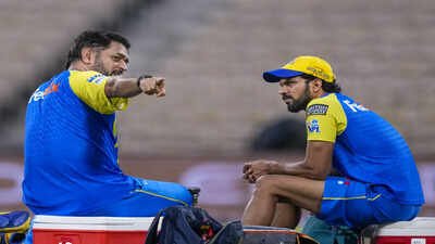 <p>Chennai Super Kings' Ruturaj Gaikwad, right, and MS Dhoni (PTI Photo)</p> ‘I would be very surprised’: Sunil Gavaskar casts doubt over MS Dhoni’s Chepauk return in must-win CSK clash