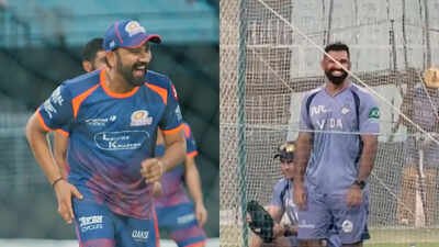 ‘Kya middle stump udaya bey’: Rohit Sharma’s funny Eden act leaves MI, KKR in splits | Watch