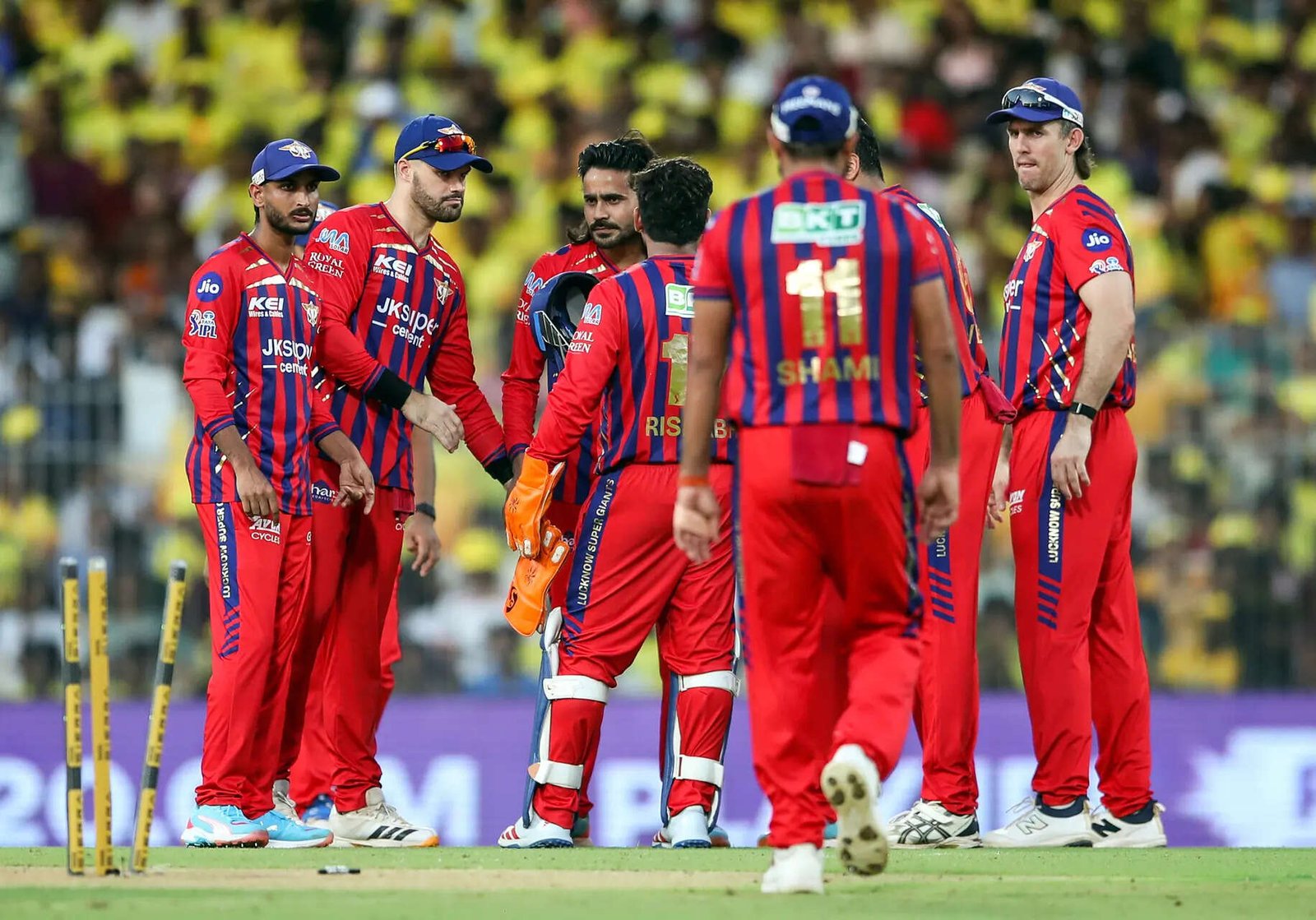 Chennai, May 10 (ANI): Lucknow Super Giants' Digvesh Singh Rathi and teammates c...