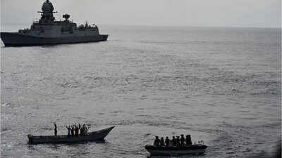 (ANI photo) Indian Navy foils possible piracy attack near merchant vessel in Western Indian Ocean