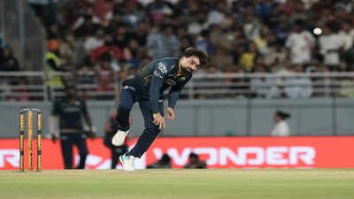 Gujarat Titans' Rashid Khan (AP Photo) Rashid Khan suffers worst bowling figures of his 524-innings T20 career in IPL 2026 Qualifier 2