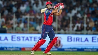 Suryansh Shedge plays a shot during the PBKS vs GT match. (ANI Picture Service)