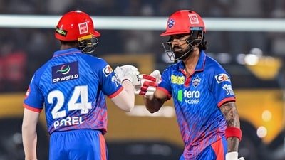 Delhi Capitals' KL Rahul and Abishek Porel celebrate their partnership during the Indian Premier League 2026 match against Punjab Kings (ANI Pic Service) Delhi Capitals' KL Rahul and Abishek Porel celebrate their partnership during the Indian Premier League 2026 match against Punjab Kings (ANI Pic Service)