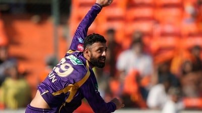 Varun Chakaravarthy suffered an injury vs SRH. (AP)