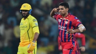 Akash Singh picked up three wickets against CSK. (Hindustan Times)