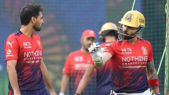 Lucknow Super Giants vs Royal Challengers Bengaluru LIVE Score IPL 2026: Bhuvneshwar Kumar and VIrat Kohli in conversation in the nets.