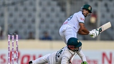 Is Najmul Hossain Shanto gonna hit another century in the match? (AFP)