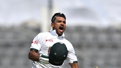 Bangladesh captain Najmul Hossain Shanto was in his element. (AFP)