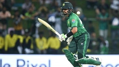 Pakistan's Babar Azam runs between the wickets. (AFP)