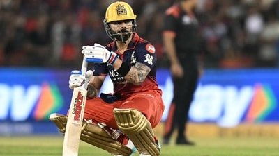 Royal Challengers Bengaluru's Virat Kohli reacts during the 2026 Indian Premier League (IPL) T20 match against Kolkata Knight Riders (AFP)