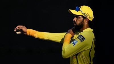 Ruturaj Gaikwad gestures during the IPL 2026 match between CSK and LSG. (AFP)