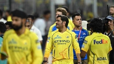 MS Dhoni (C) greets the fans after the 2026 Indian Premier League (IPL) T20 match between Chennai Super Kings and Sunrisers Hyderabad (HT_PRINT)