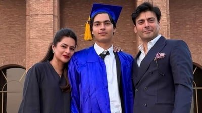 Fawad Khan and wife Sadaf beam with pride at their son Ayaan’s graduation. (X) Fawad Khan and wife Sadaf beam with pride at their son Ayaan’s graduation. (X)