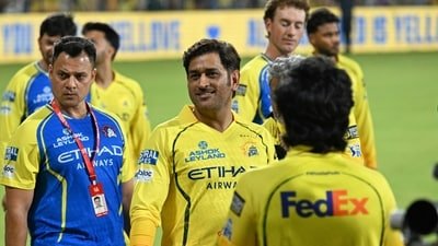 Chennai Super Kings' Mahendra Singh Dhoni with teammates greets his fans after the Indian Premier League cricket match against Sunrisers Hyderabad in Chennai, India, Monday, May 18, 2026 (AP Photo/) Chennai Super Kings' Mahendra Singh Dhoni with teammates greets his fans after the Indian Premier League cricket match against Sunrisers Hyderabad in Chennai, India, Monday, May 18, 2026 (AP Photo/)