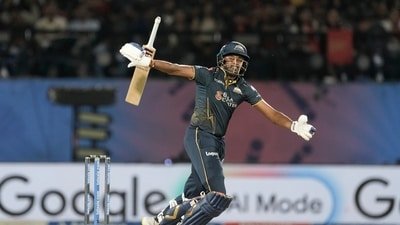 Sai Sudharsan was dismissed hit-wicket in the Qualifier 1 vs RCB. (AP Photo/Ashwini Bhatia) Sai Sudharsan was dismissed hit-wicket in the Qualifier 1 vs RCB. (AP Photo/Ashwini Bhatia)