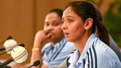 Indian women's cricket captain Harmanpreet Kaur speaks during a press conference to announce the squad for the upcoming ICC Women's T20 World Cup and tour of England, in Mumbai on May 2, 2026. (Photo by Indranil MUKHERJEE / AFP) (AFP)