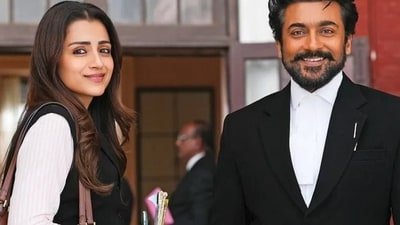 Trisha Krishnan and Suriya play the leads in RJ Balaji's Karuppu. Trisha Krishnan and Suriya play the leads in RJ Balaji's Karuppu.